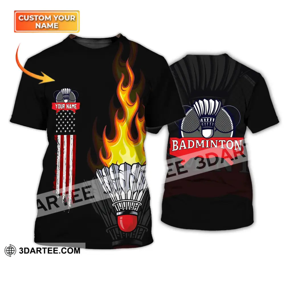 Unisex Shirt - Custom Badminton Name T-Shirt Fire Clothing T-Shirt