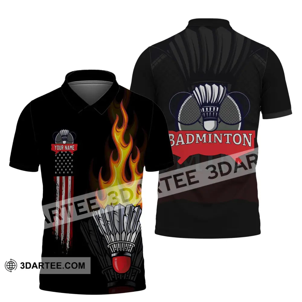 Unisex Shirt - Custom Badminton Name T-Shirt Fire Clothing Polo / S T-Shirt