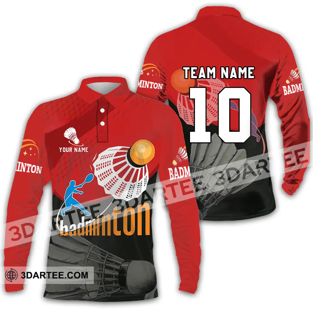 Unisex Shirt - Custom Badminton Player Shirt Long Sleeve Polo / S T-shirt