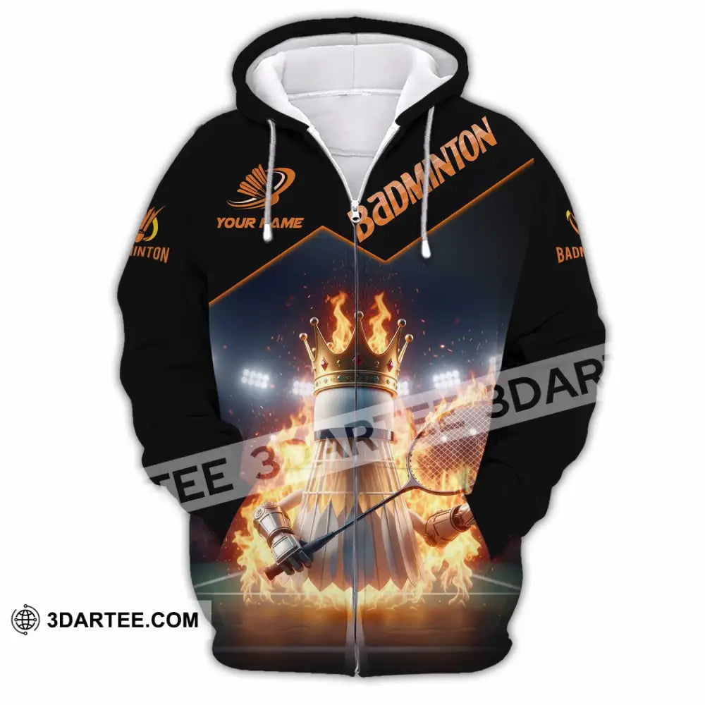 Unisex Shirt - Custom Badminton Sports Shirt Zipper Hoodie / S T-shirt