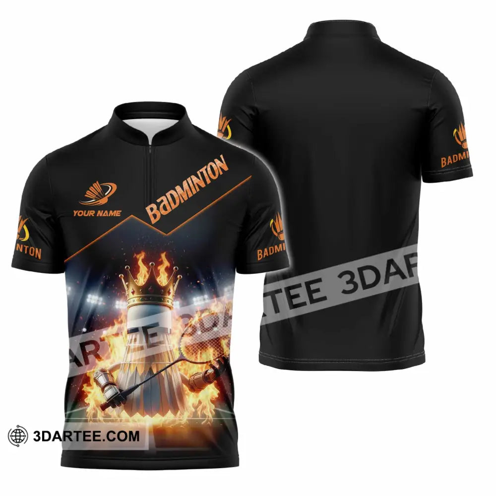 Unisex Shirt - Custom Badminton Sports Shirt Zipper Polo Shirt / S T-shirt