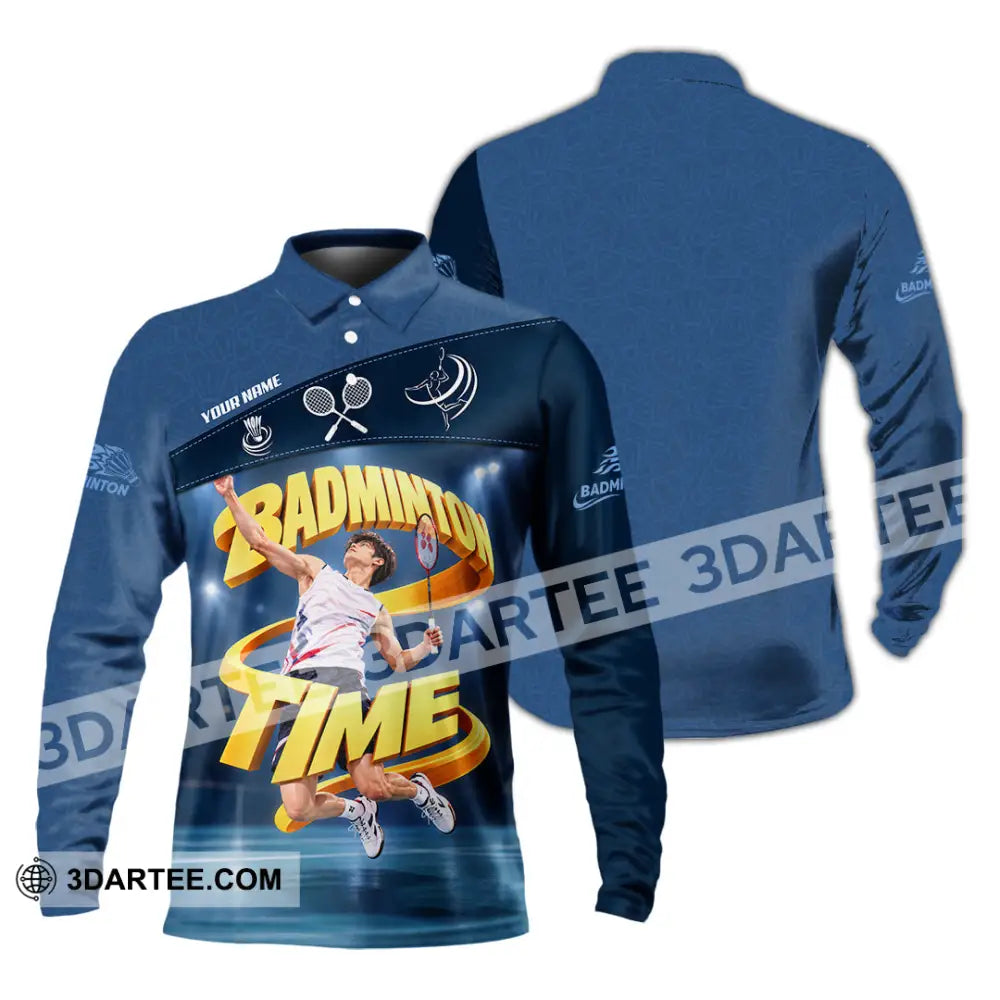Unisex Shirt - Custom Badminton Time Shirt - Long Sleeve Polo / S - T-shirt