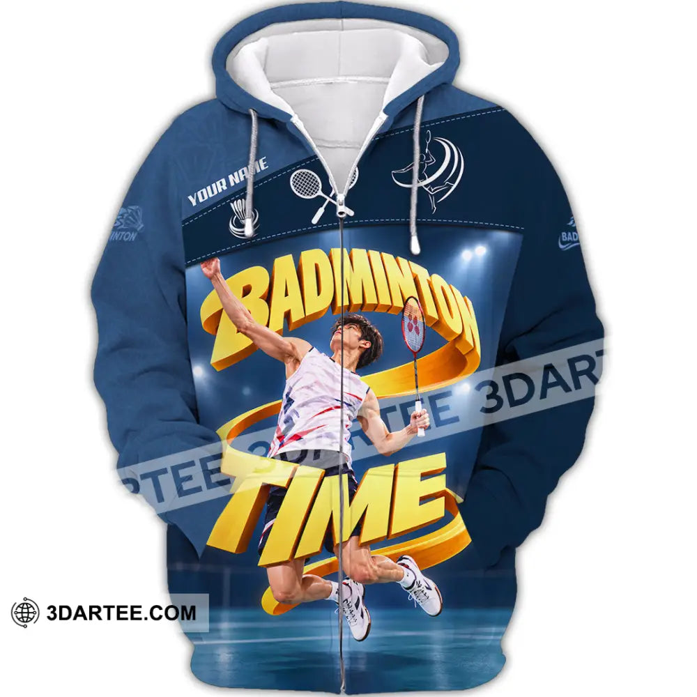 Unisex Shirt - Custom Badminton Time Shirt - Zipper Hoodie / S - T-shirt