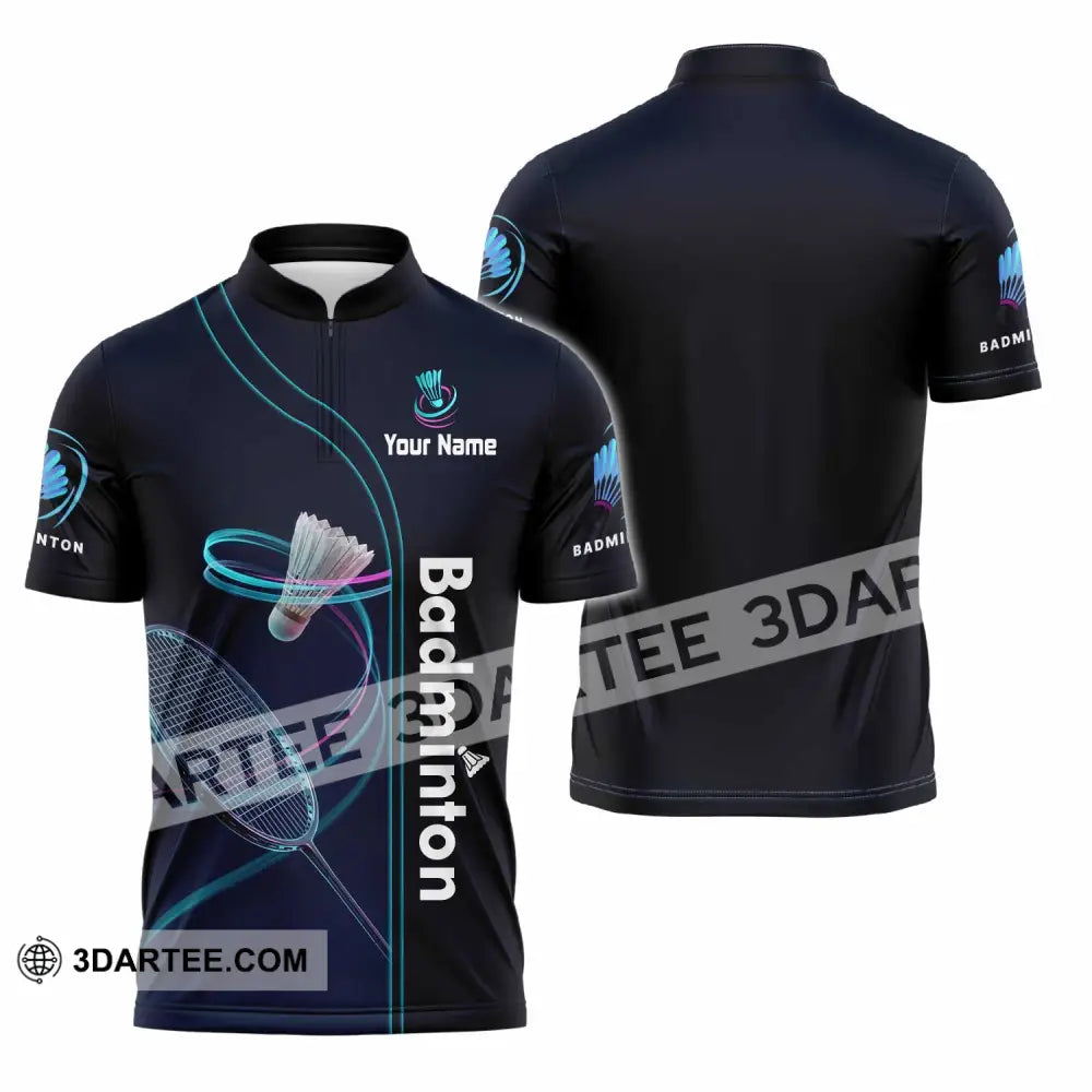 Unisex Shirt - Custom Badminton Shirt - Zipper Polo Shirt / S - T-shirt