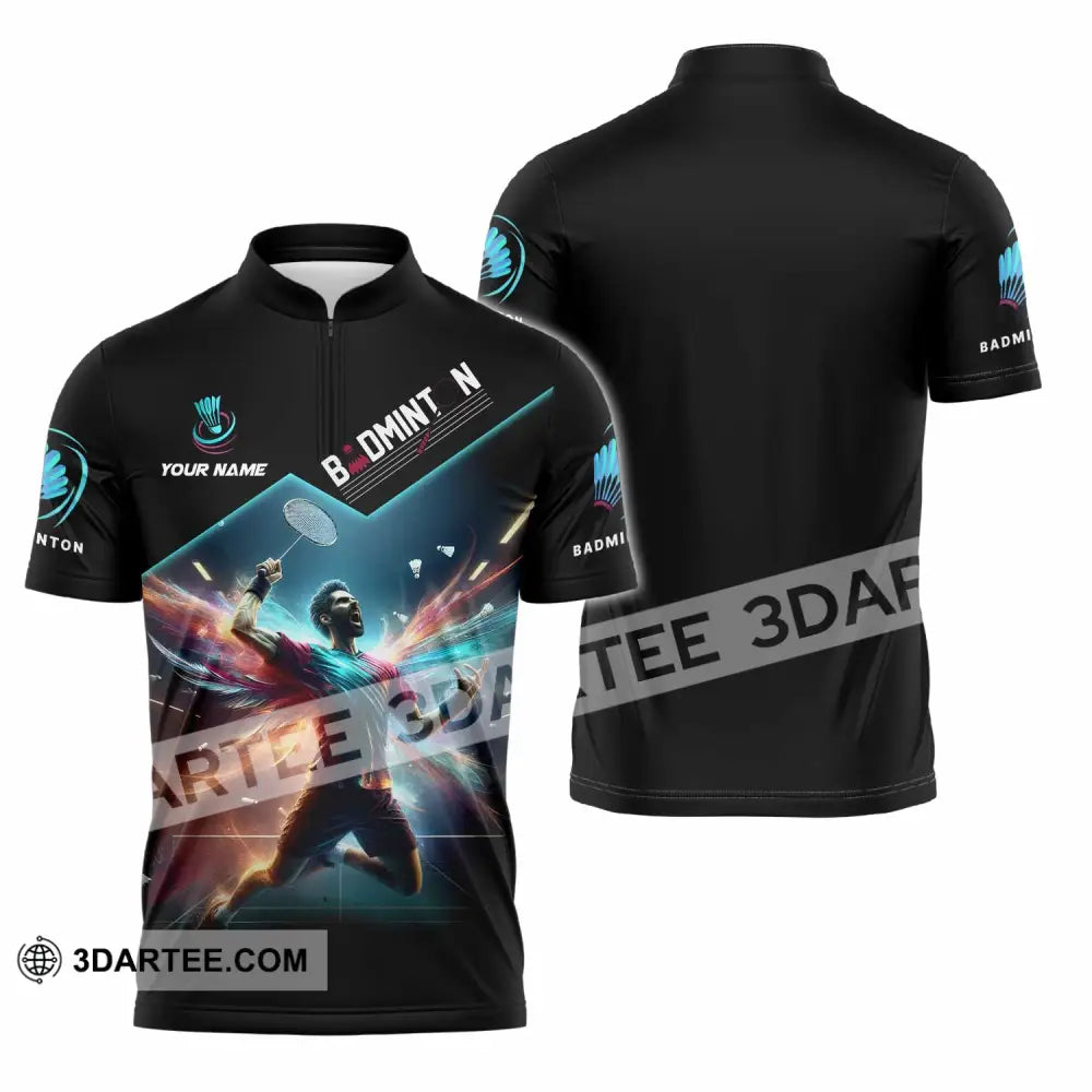 Unisex Shirt - Custom Badminton Shirt - Zipper Polo Shirt / S - T-shirt