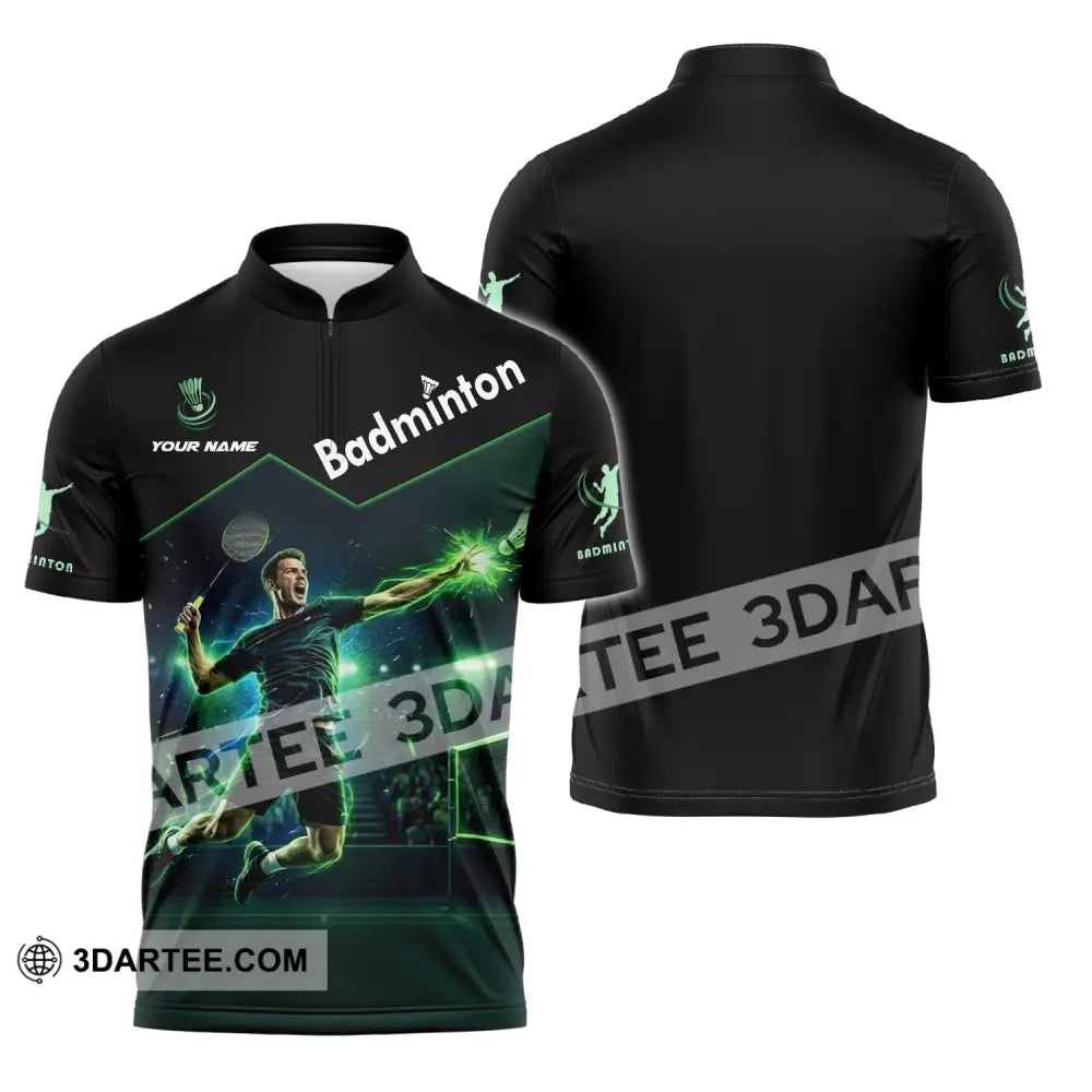 Unisex Shirt - Custom Badminton Shirt - Zipper Polo Shirt / S - T-shirt