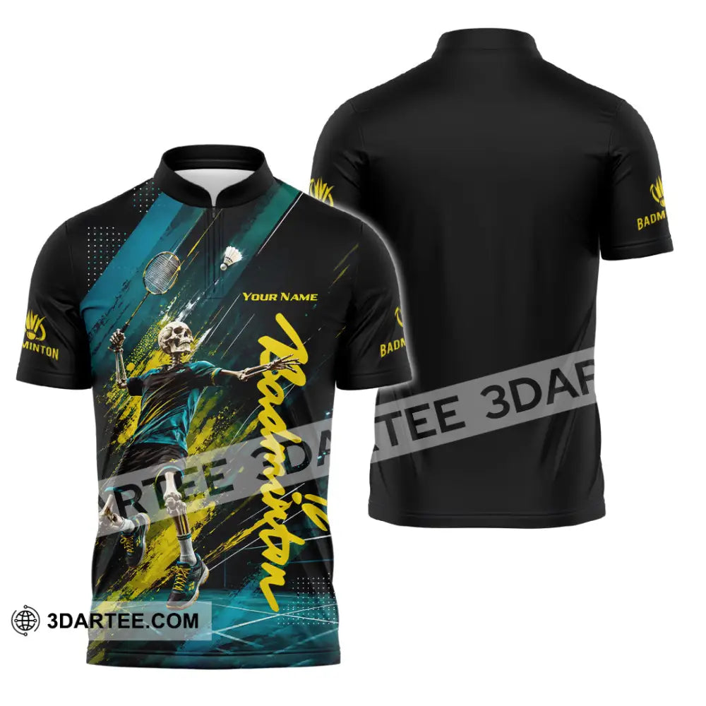 Unisex Shirt - Custom Badminton Shirt - Zipper Polo Shirt / S - T-shirt