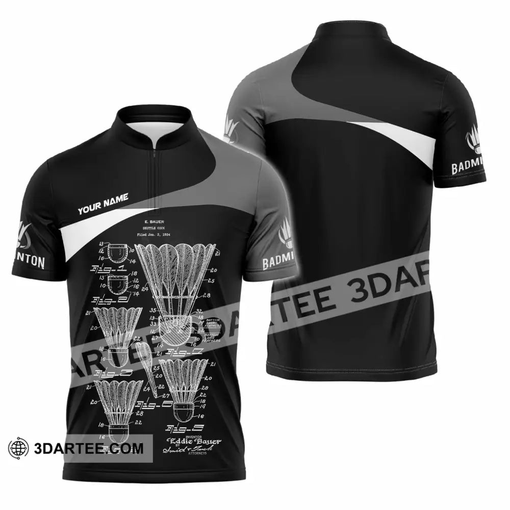 Unisex Shirt - Custom Badminton Shirt - Zipper Polo Shirt / S - T-shirt