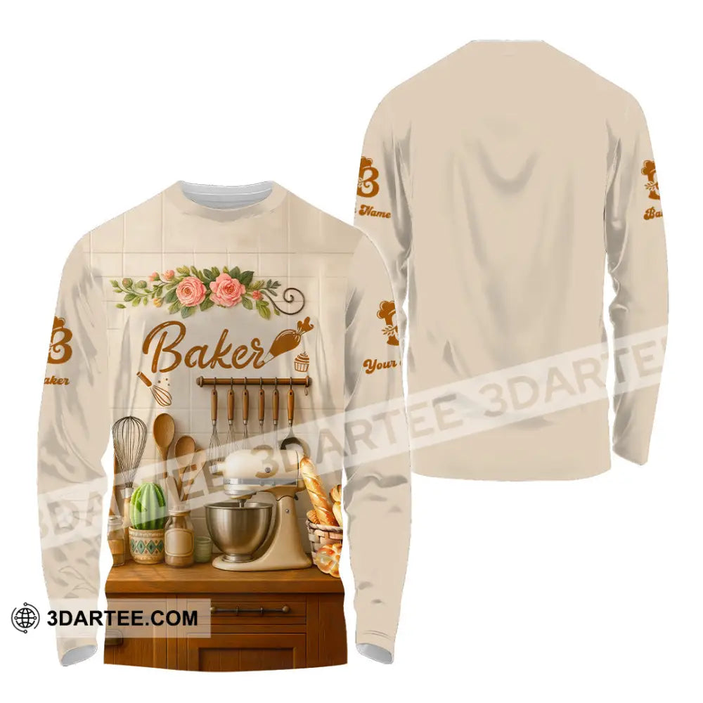Unisex Shirt - Custom Baker Love Baking Shirt Long Sleeve Shirt / S T-shirt
