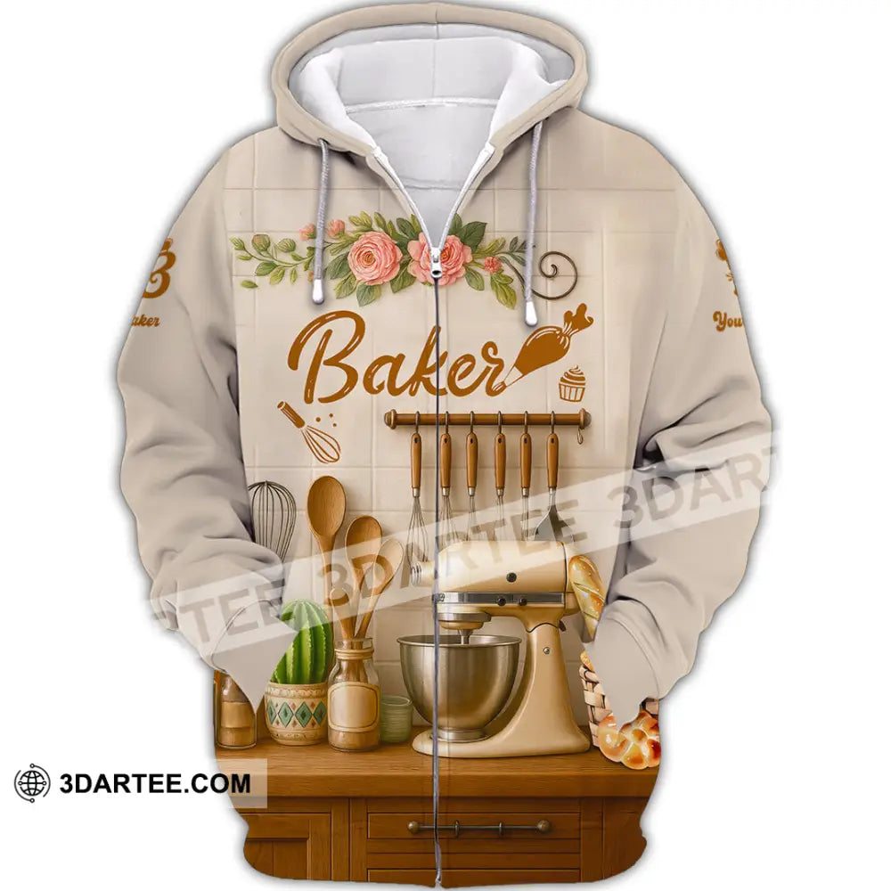 Unisex Shirt - Custom Baker Love Baking Shirt Zipper Hoodie / S T-shirt