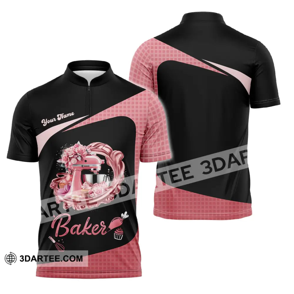 Unisex Shirt - Custom Baker Love Baking Shirt Zipper Polo Shirt / S T-shirt