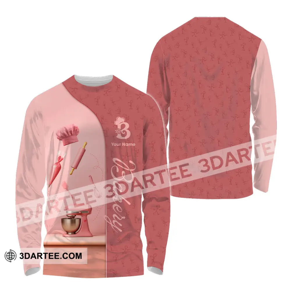 Unisex Shirt - Custom Bakery Pink Cute Shirt Long Sleeve Shirt / S T-shirt