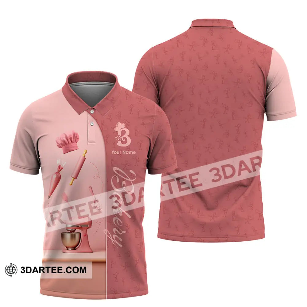 Unisex Shirt - Custom Bakery Pink Cute Shirt Polo Shirt / S T-shirt