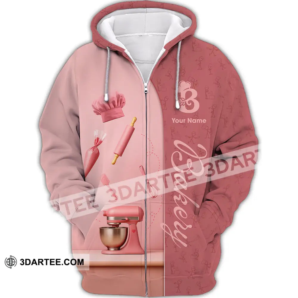 Unisex Shirt - Custom Bakery Pink Cute Shirt Zipper Hoodie / S T-shirt