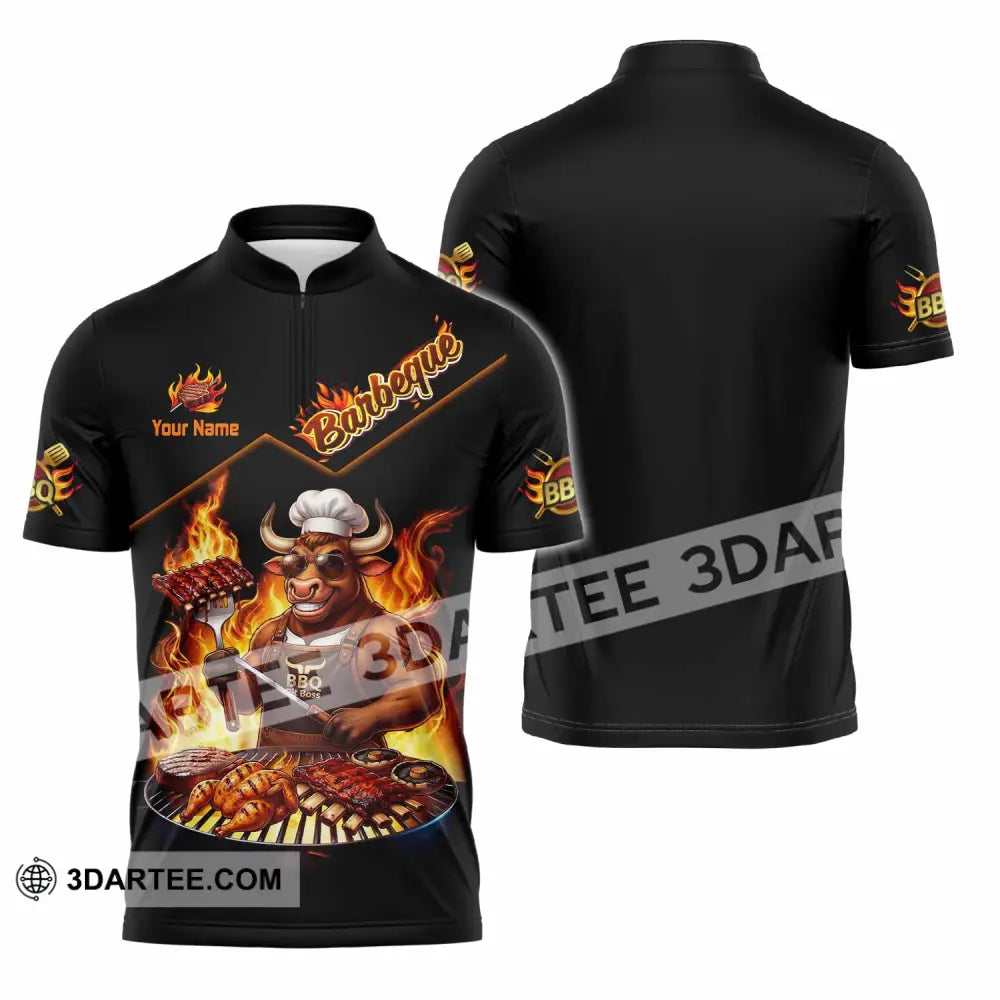 Unisex Shirt - Custom Barbeque Shirt - Zipper Polo Shirt / S - T-shirt