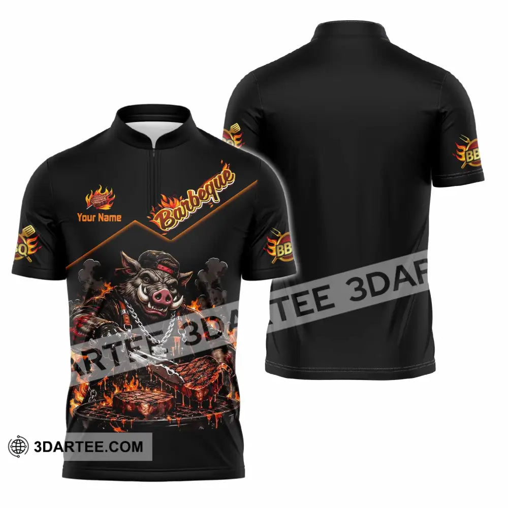 Unisex Shirt - Custom Barbeque Shirt - Zipper Polo Shirt / S - T-shirt