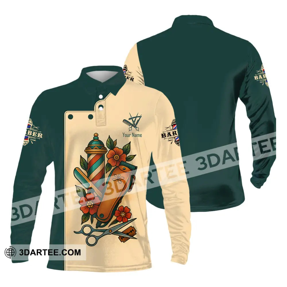 Unisex Shirt Custom Barber Shirt Long Sleeve Polo / S T shirt