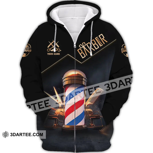 Unisex Shirt Custom Barber Personalized Name For Hairstylists Zipper Hoodie / S T-Shirt