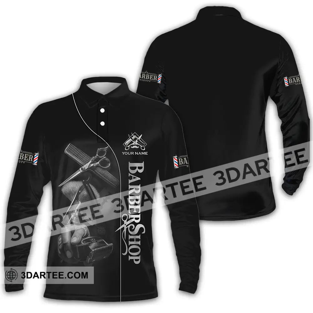 Unisex Shirt Custom Barber Shop Shirt Long Sleeve Polo / S T shirt