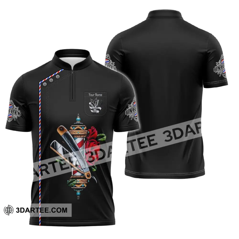 Unisex Shirt Custom Barber Shirt Zipper Polo Shirt / S T shirt