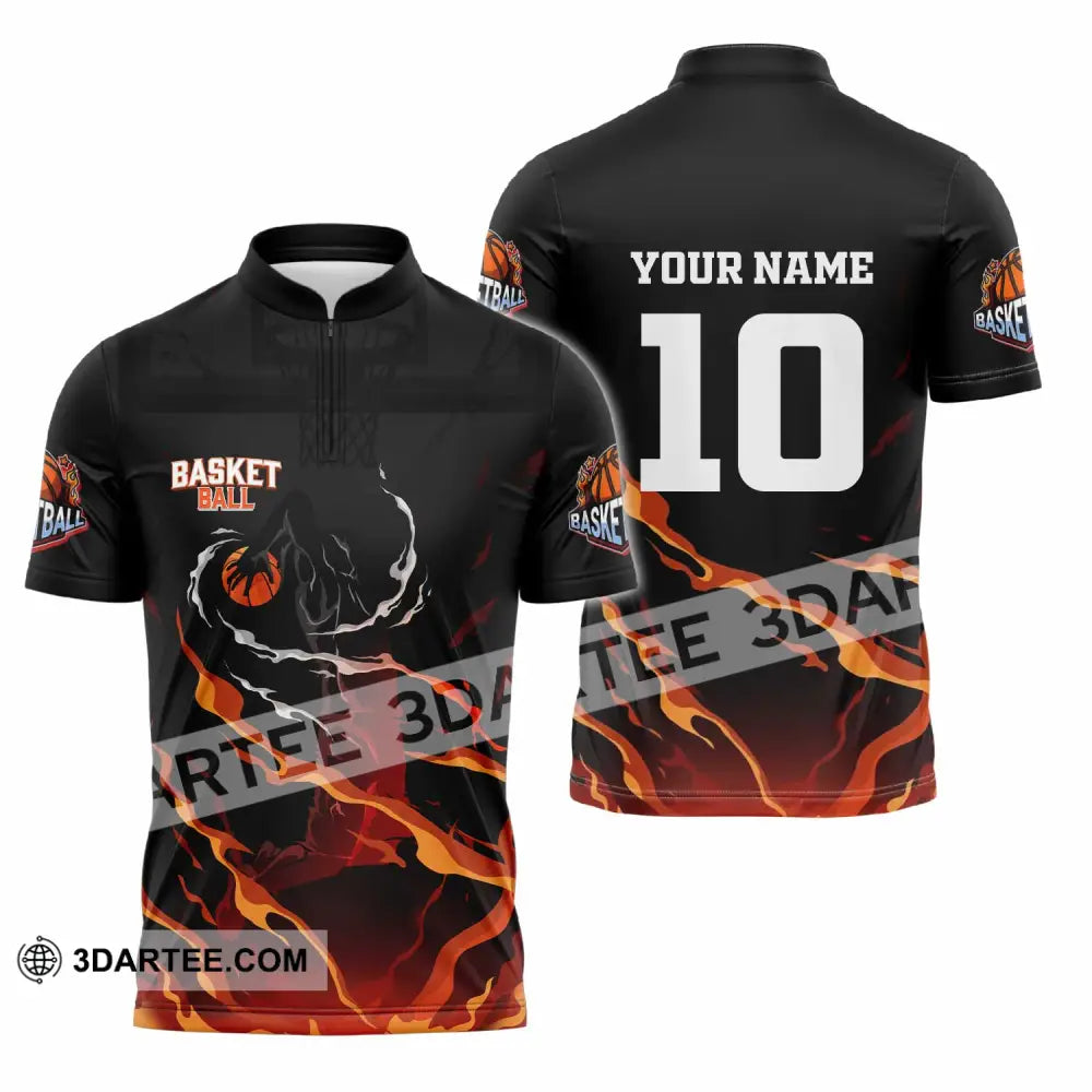 Unisex Shirt - Custom Basketball 3D Shirt Zipper Polo Shirt / S T-shirt