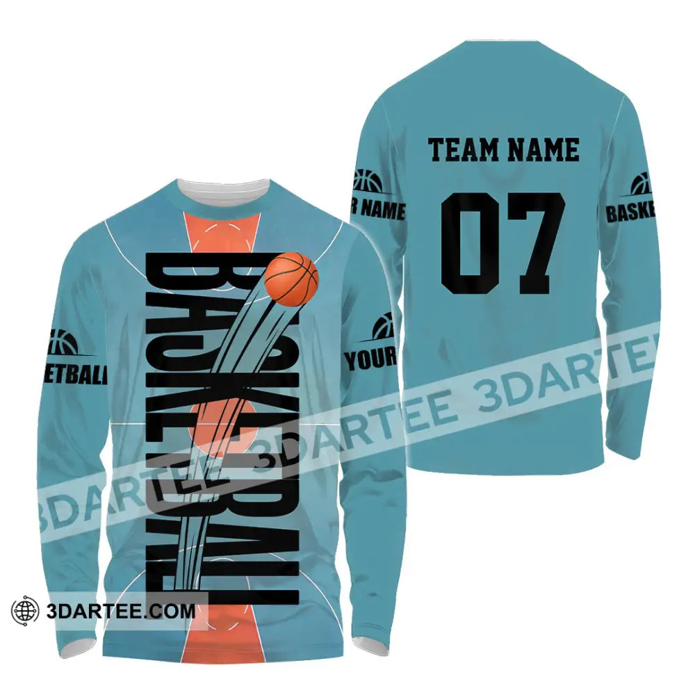 Unisex Shirt - Custom Basketball Blue Shirt Long Sleeve Shirt / S T-shirt
