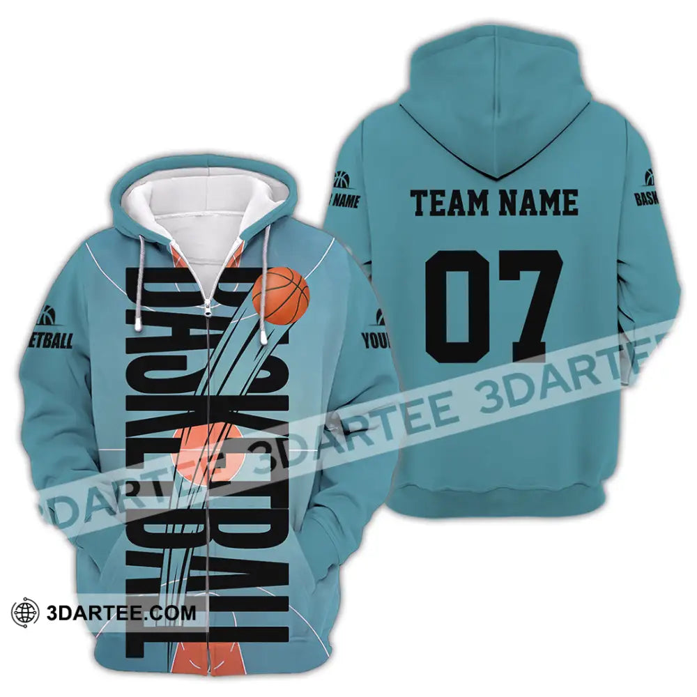 Unisex Shirt - Custom Basketball Blue Shirt Zipper Hoodie / S T-shirt