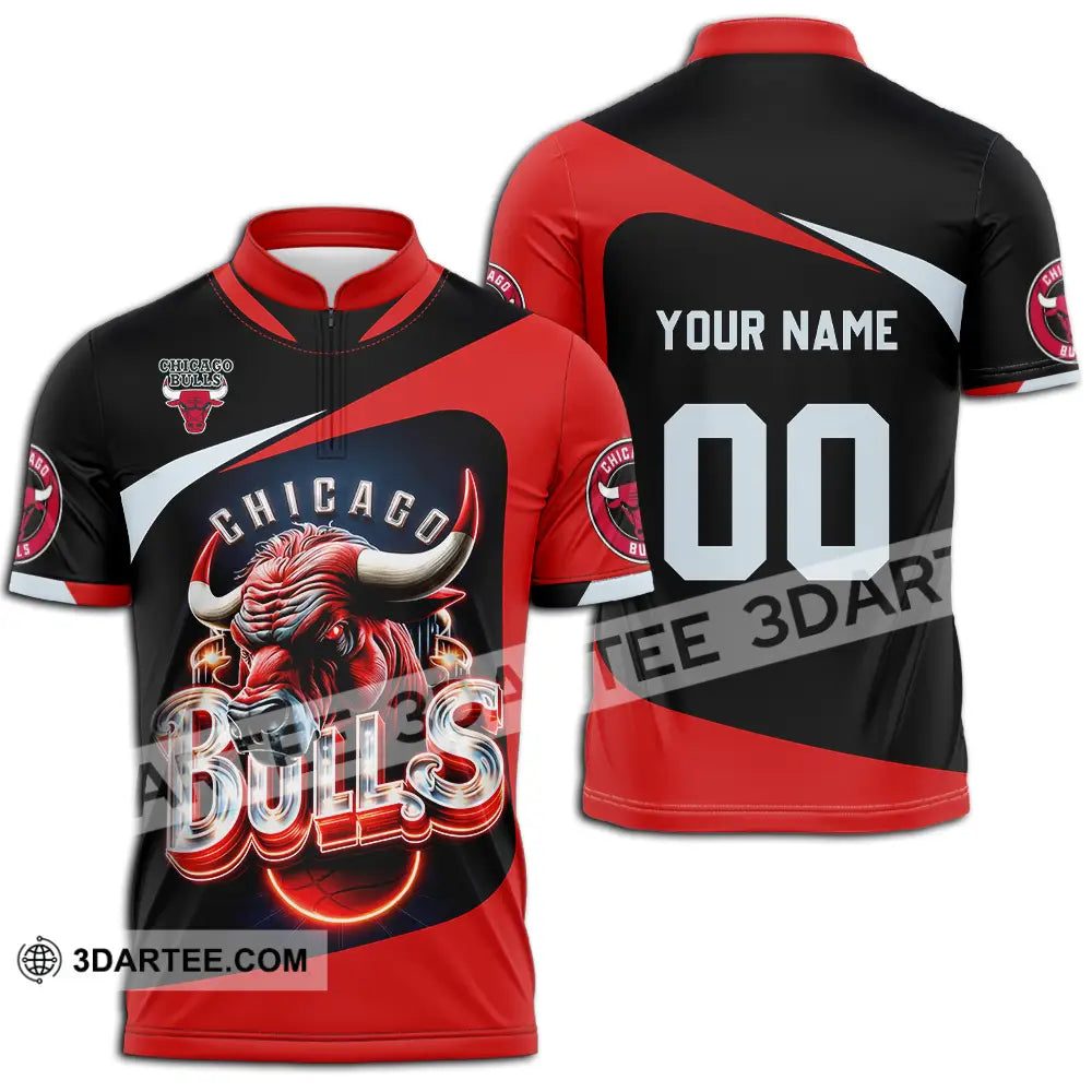 Unisex Shirt - Custom Basketball Chicago Bulls 3D Shirt Zipper Polo Shirt / S T-shirt