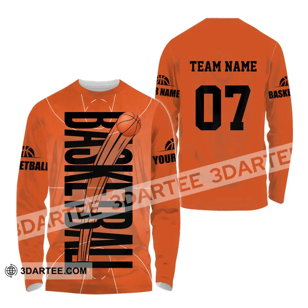 Unisex Shirt - Custom Basketball Orange Shirt Long Sleeve Shirt / S T-shirt
