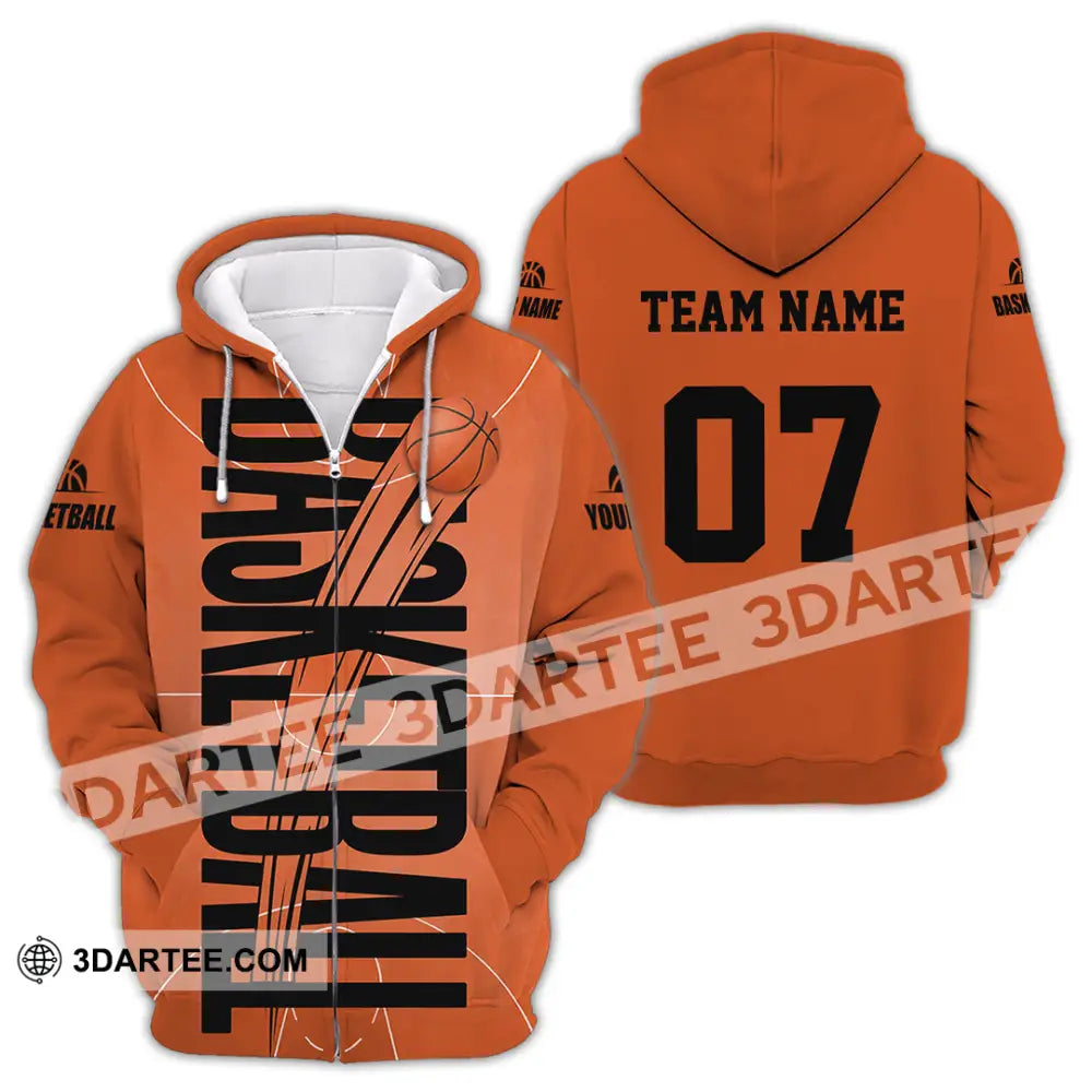 Unisex Shirt - Custom Basketball Orange Shirt Zipper Hoodie / S T-shirt