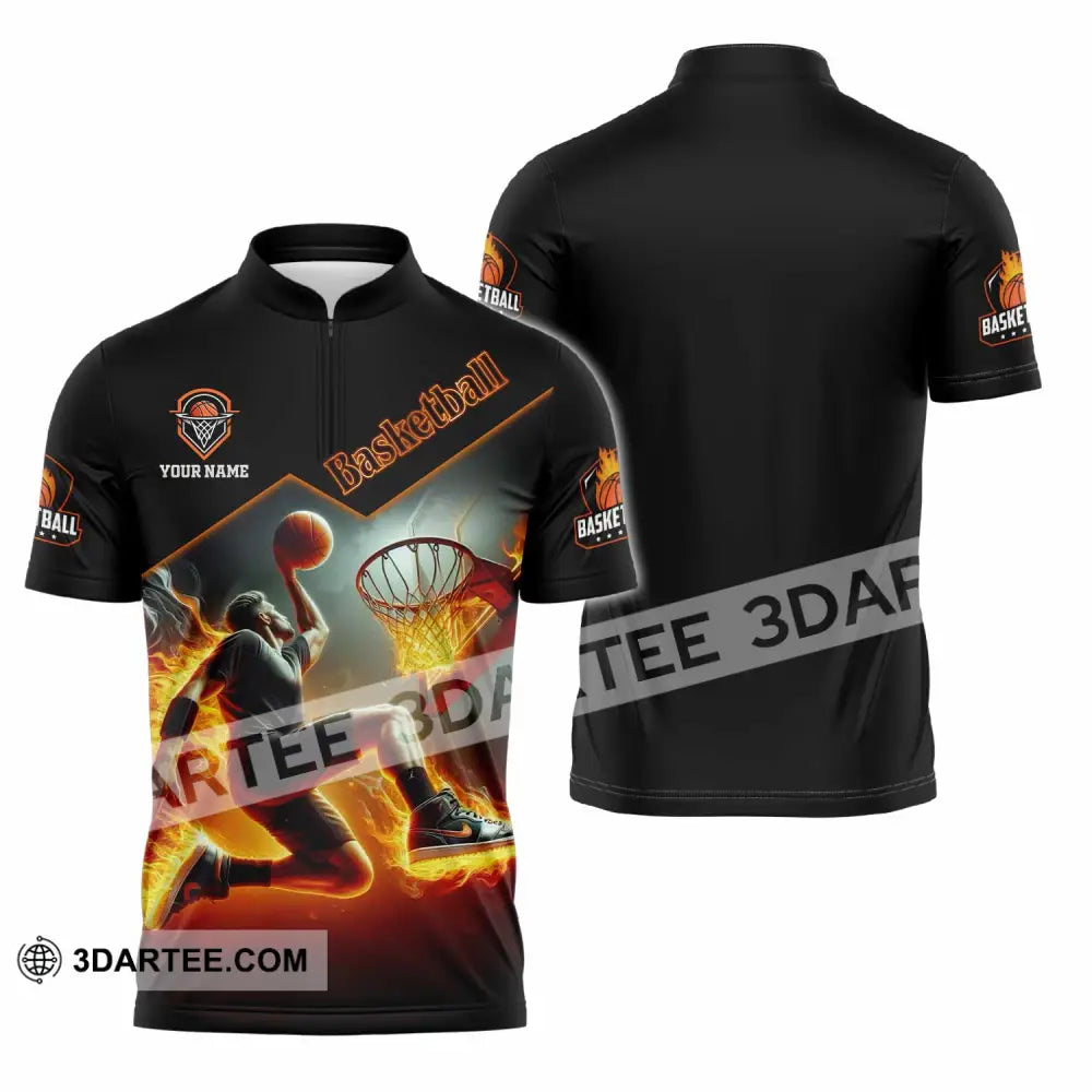 Unisex Shirt - Custom Basketball Player Shirt Zipper Polo Shirt / S T-shirt
