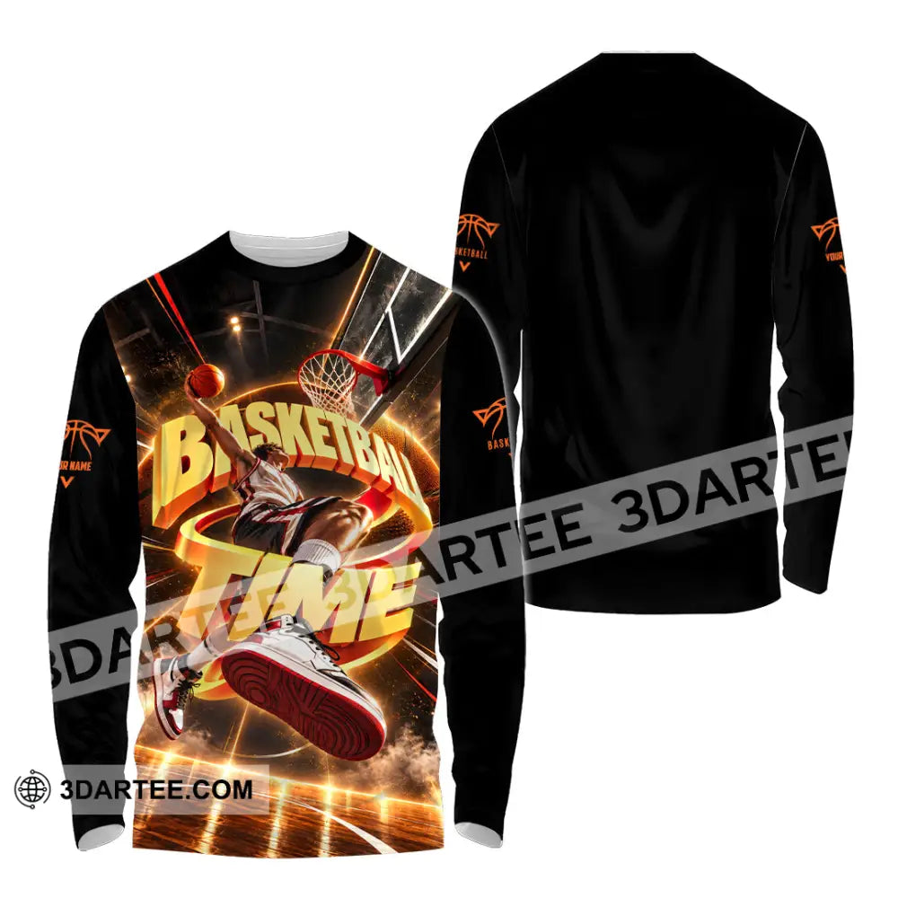 Unisex Shirt - Custom Basketball Time Shirt - Long Sleeve Shirt / S - T-shirt