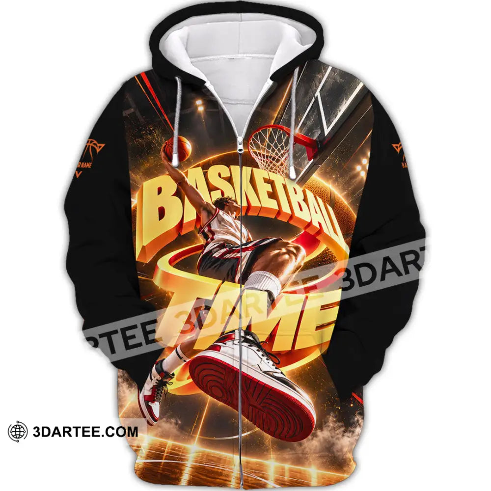 Unisex Shirt - Custom Basketball Time Shirt - Zipper Hoodie / S - T-shirt