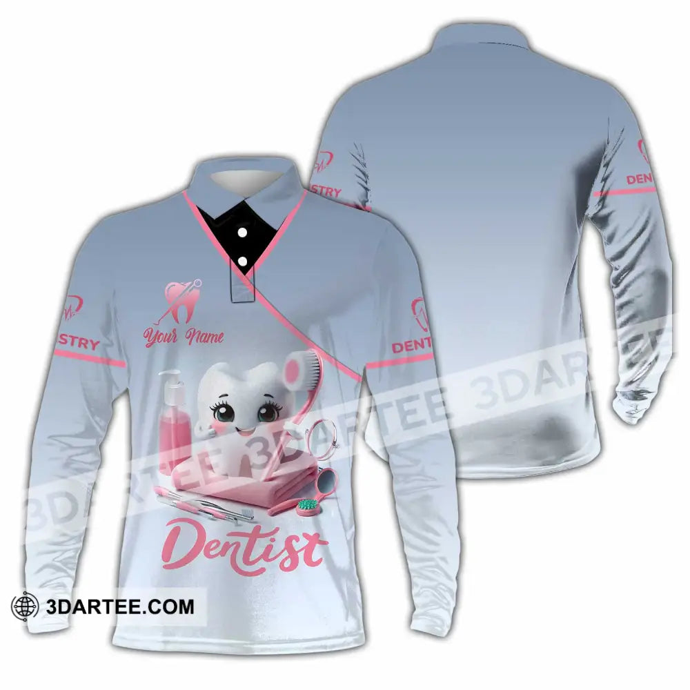 Unisex Shirt - Custom Beautiful Dentist Shirt Long Sleeve Polo / S T-shirt