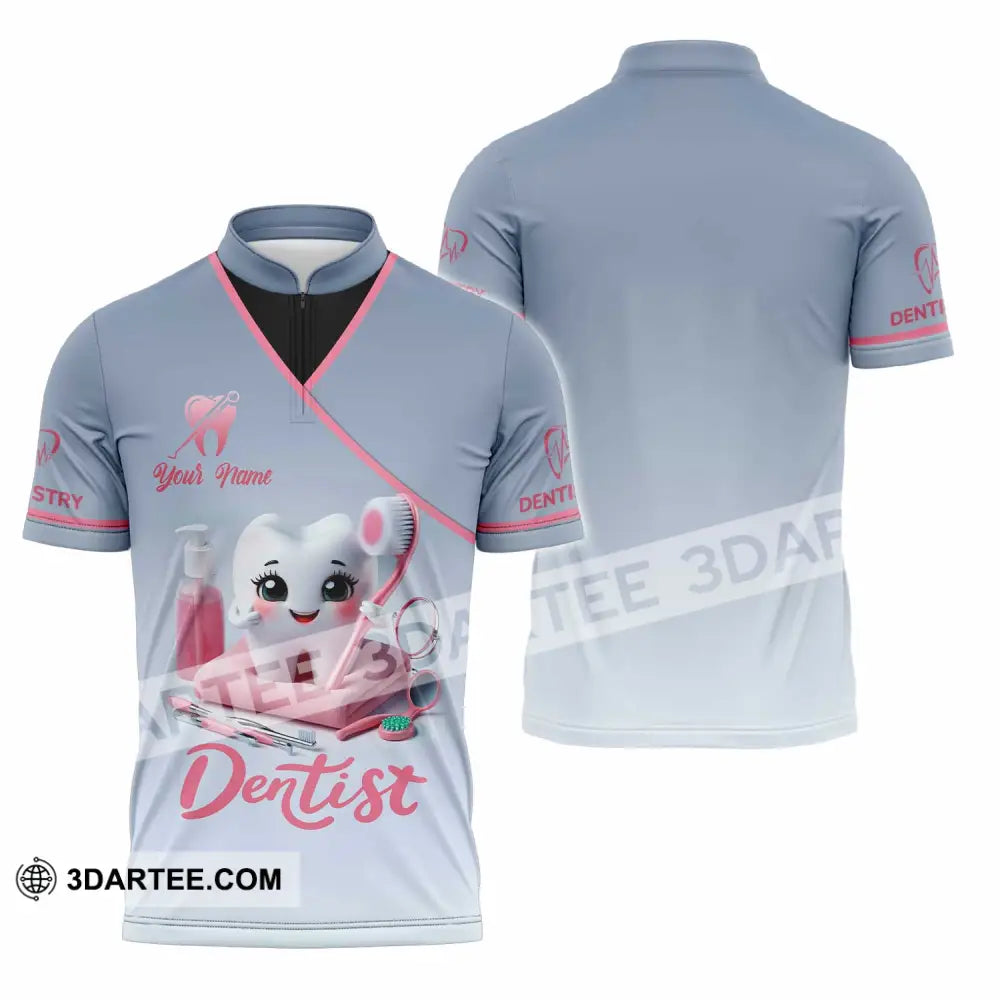 Unisex Shirt - Custom Beautiful Dentist Shirt Zipper Polo Shirt / S T-shirt
