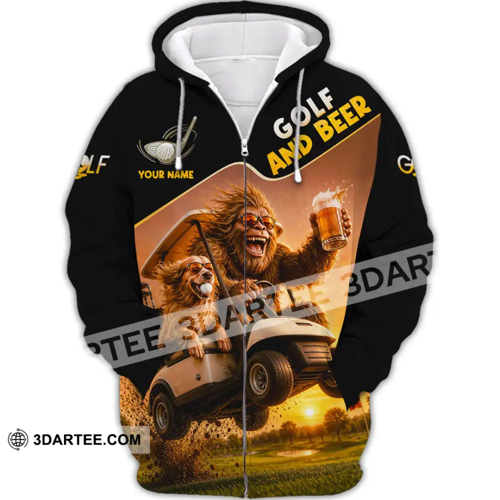 Unisex Shirt - Custom Beer And Golf Shirt - Zipper Hoodie / S - T-shirt