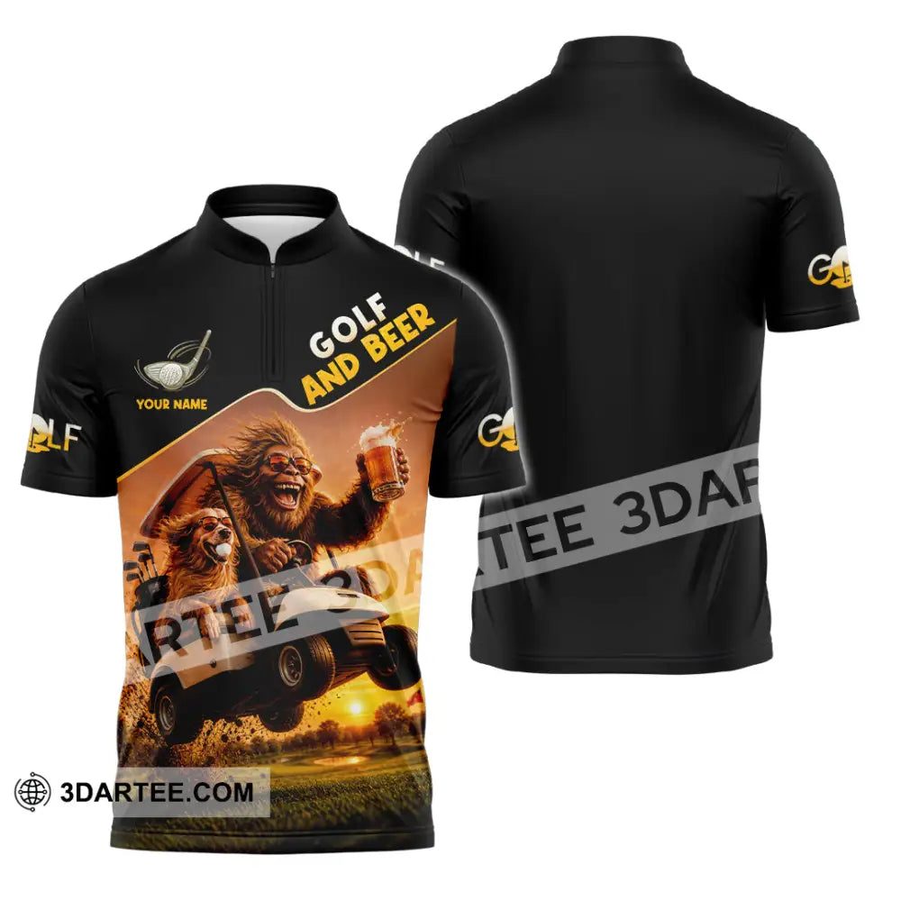 Unisex Shirt - Custom Beer And Golf Shirt - Zipper Polo Shirt / S - T-shirt