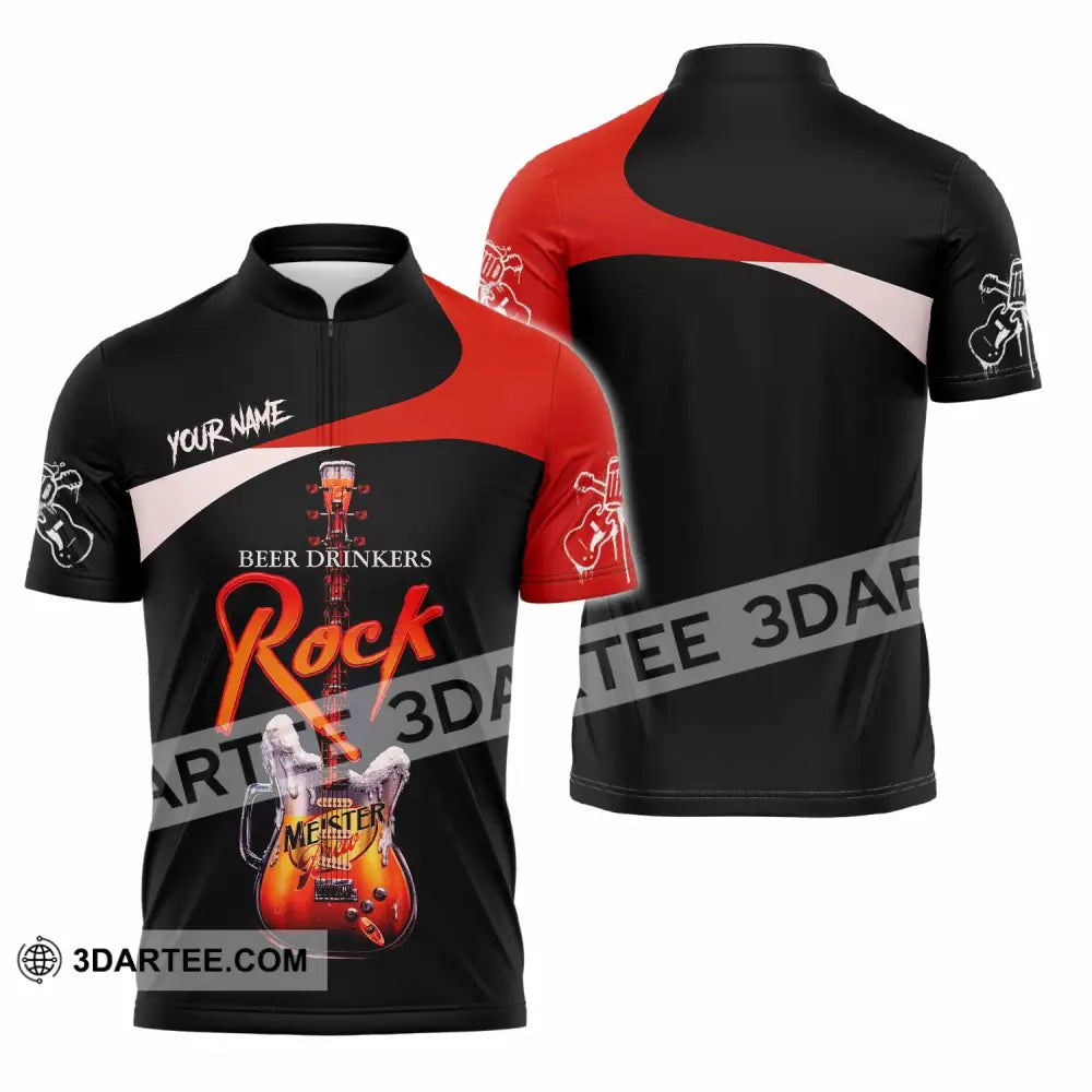 Unisex Shirt - Custom Beer Drinkers And Rock 3D Shirt Zipper Polo Shirt / S T-shirt