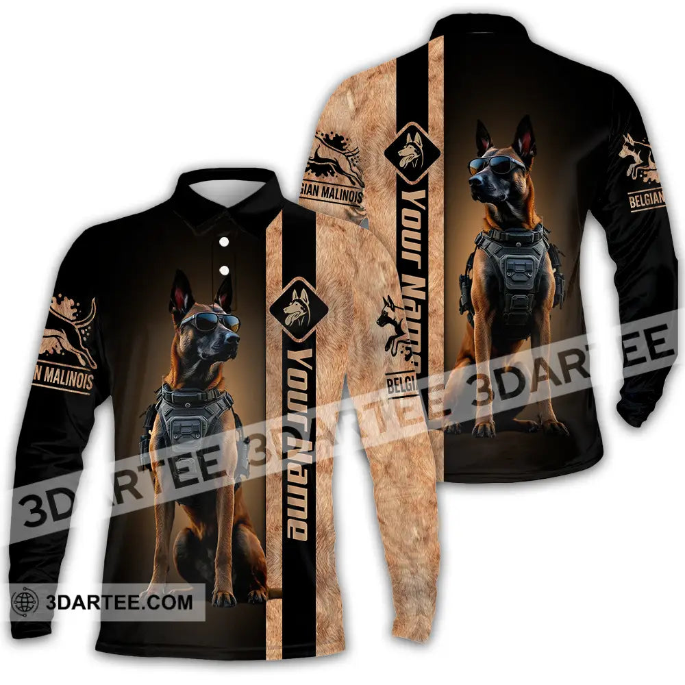 Unisex Shirt - Custom Belgian Malinois Pet Lover Shirt Long Sleeve Polo / S T-shirt