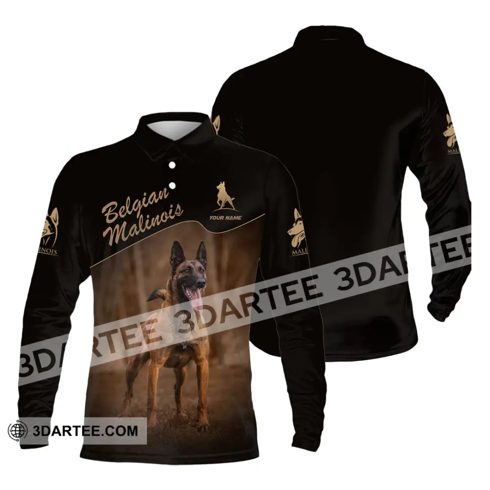 Unisex Shirt - Custom Belgian Malinois Pet Lover Shirt Long Sleeve Polo / S T-shirt