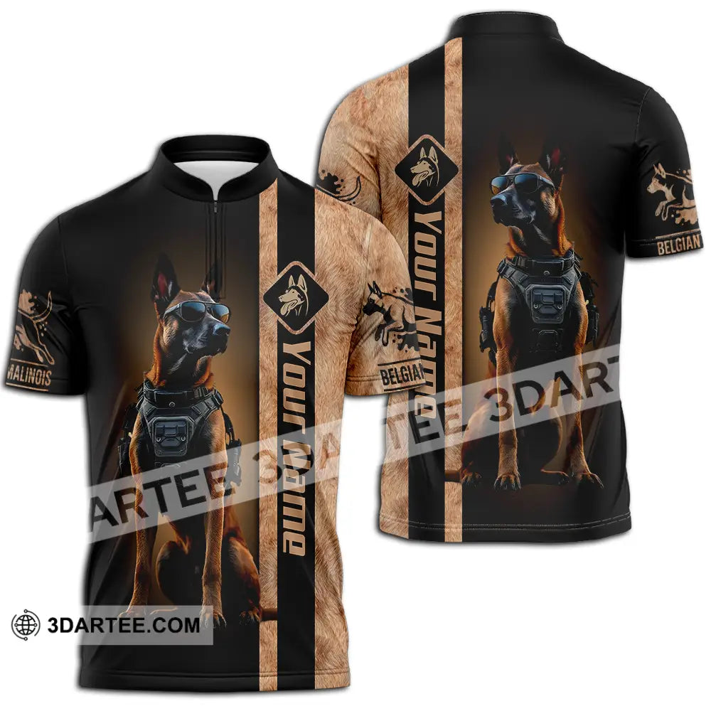 Unisex Shirt - Custom Belgian Malinois Pet Lover Shirt Zipper Polo Shirt / S T-shirt