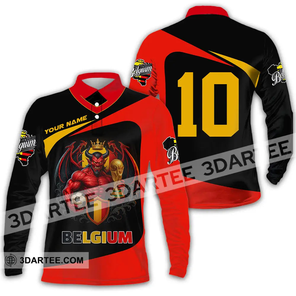 Unisex Shirt - Custom Belgium 3D Shirt Long Sleeve Polo / S T-shirt