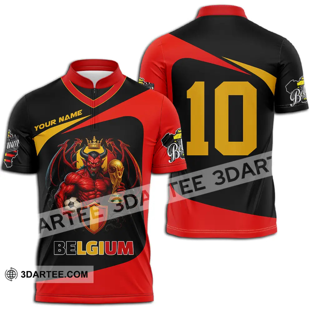 Unisex Shirt - Custom Belgium 3D Shirt Zipper Polo Shirt / S T-shirt