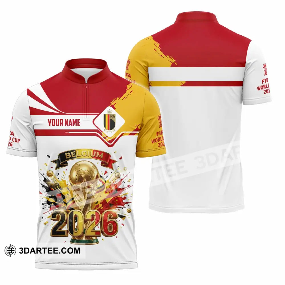 Unisex Shirt - Custom Belgium World Cup 2026 3D Shirt - Zipper Polo Shirt / S - T-shirt