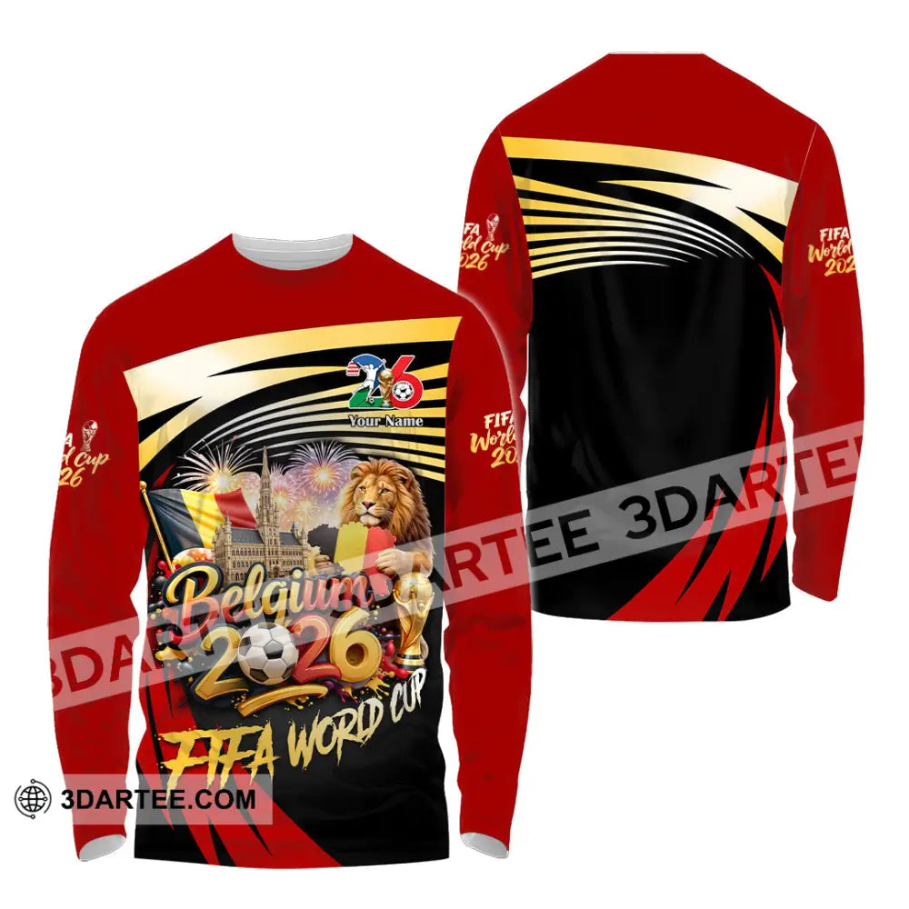 Unisex Shirt - Custom Belgium Fifa World Cup 2026 3D Shirt Long Sleeve Shirt / S T-shirt