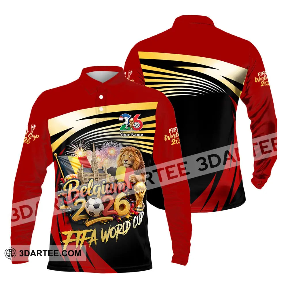 Unisex Shirt - Custom Belgium Fifa World Cup 2026 3D Shirt Long Sleeve Polo / S T-shirt