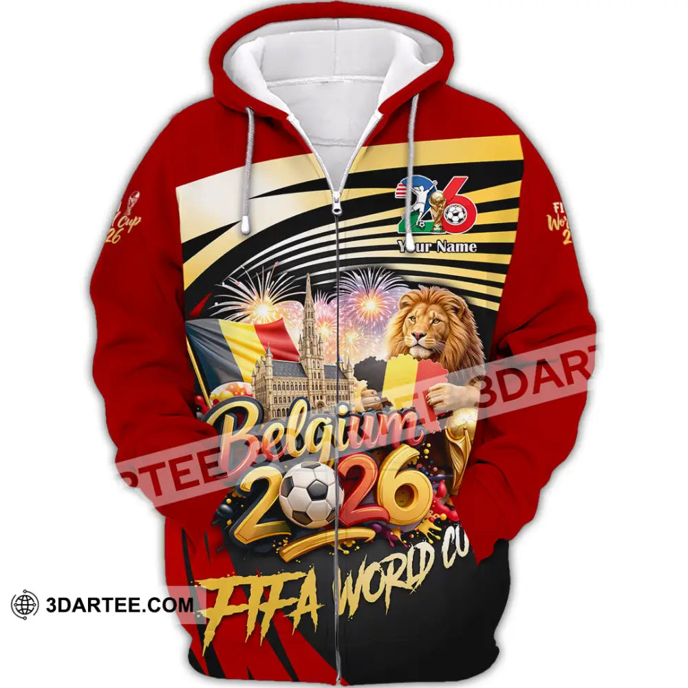 Unisex Shirt - Custom Belgium Fifa World Cup 2026 3D Shirt Zipper Hoodie / S T-shirt