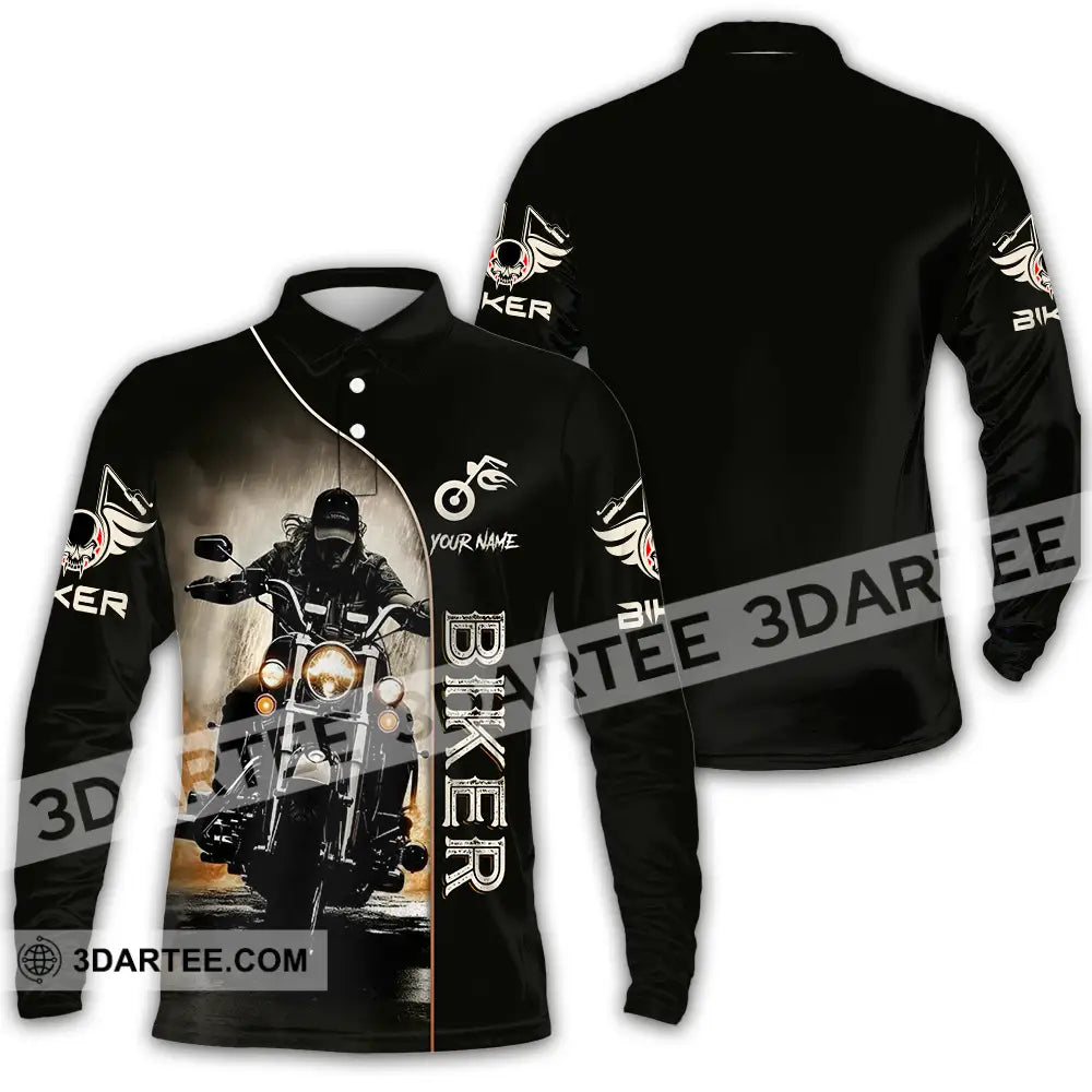 Unisex Shirt - Custom Biker 3D Shirt - Long Sleeve Polo / S - T-shirt