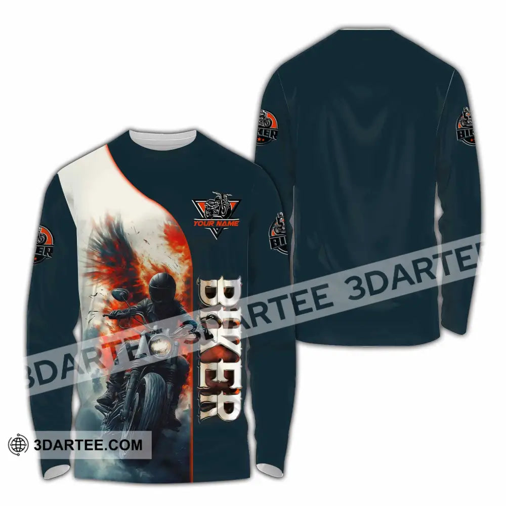 Unisex Shirt - Custom Biker 3D Shirt Long Sleeve Shirt / S T-shirt