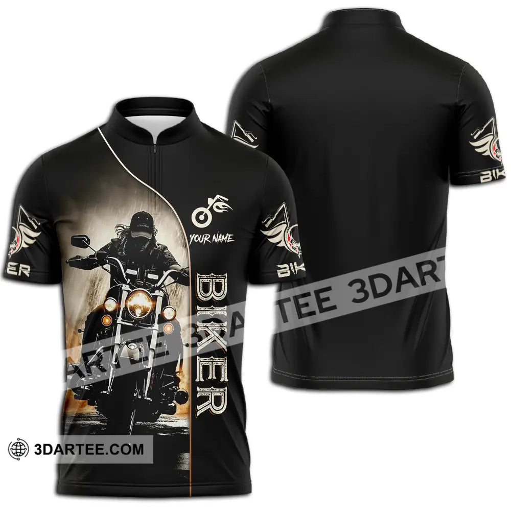 Unisex Shirt - Custom Biker 3D Shirt - Zipper Polo Shirt / S - T-shirt